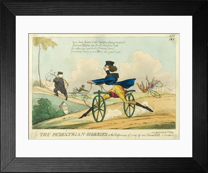 Framed Print : The Pedestrian Hobbies, or the Difference of Going Up and Down Hill, published April 8, 1819. Creator: William Heath