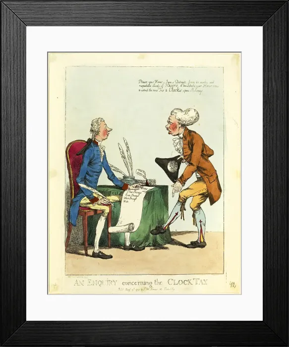 Framed Print : An Enquiry Concerning the Clock Tax, 1797. Creator: Charles Ansell Framed Print : An Enquiry Concerning the Clock Tax, 1797. Creator: Charles Ansell