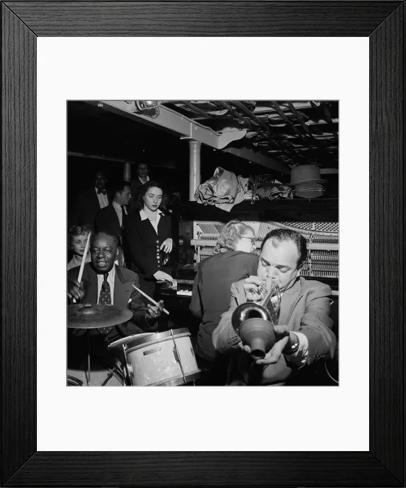 Framed Print : Portrait of Marty Marsala, Bunty Pendelton, and Baby Dodds, Riverboat on the Hudson, N.Y. 1947. Creator: William Paul Gottlieb Framed Print : Portrait of Marty Marsala, Bunty Pendelton, and Baby Dodds, Riverboat on the Hudson, N.Y. 1947. Creator: William Paul Gottlieb