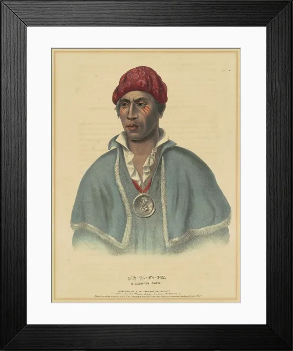 Framed Print : Qua-Ta-Wa-Pea, A Shawnoe Chief, 1838. Creator: Albert Newsam Framed Print : Qua-Ta-Wa-Pea, A Shawnoe Chief, 1838. Creator: Albert Newsam