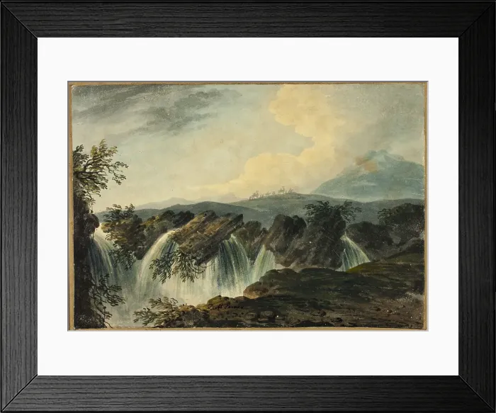 Framed Print : Camel Caravan Crossing Plane Above Waterfall, 1742-1793. Creator: Dominic Serres Framed Print : Camel Caravan Crossing Plane Above Waterfall, 1742-1793. Creator: Dominic Serres