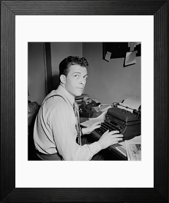 Framed Print : Portrait of Eddie Ronan, Down Beat office, New York, N.Y. ca. Mar. 1947. Creator: William Paul Gottlieb Framed Print : Portrait of Eddie Ronan, Down Beat office, New York, N.Y. ca. Mar. 1947. Creator: William Paul Gottlieb