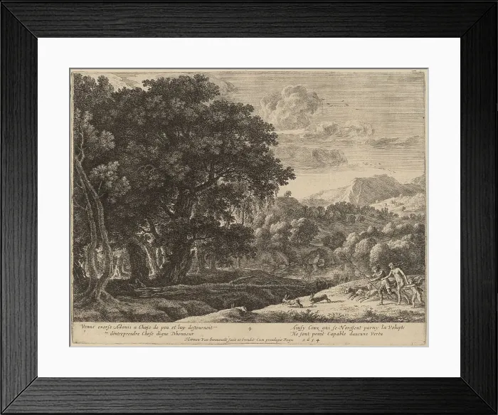 Framed Print : Venus and Adonis Hunting. Creator: Herman van Swanevelt
