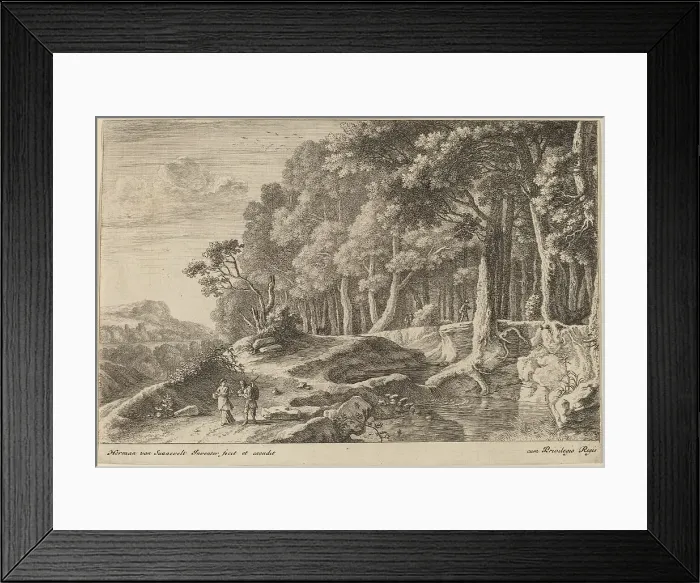 Framed Print : Woods Bordered by a Stream. Creator: Herman van Swanevelt Framed Print : Woods Bordered by a Stream. Creator: Herman van Swanevelt