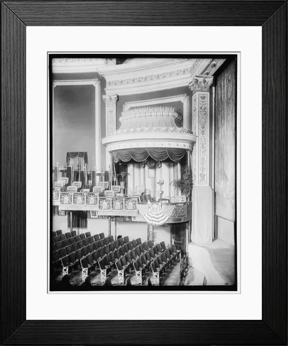 Framed Print : President's Box, Belasco Theater, between 1910 and 1920. Creator: Harris & Ewing. President's Box, Belasco Theater, between 1910 and 1920. Creator: Harris & Ewing Framed Print : President's Box, Belasco Theater, between 1910 and 1920. Creator: Harris & Ewing. President's Box, Belasco Theater, between 1910 and 1920. Creator: Harris & Ewing