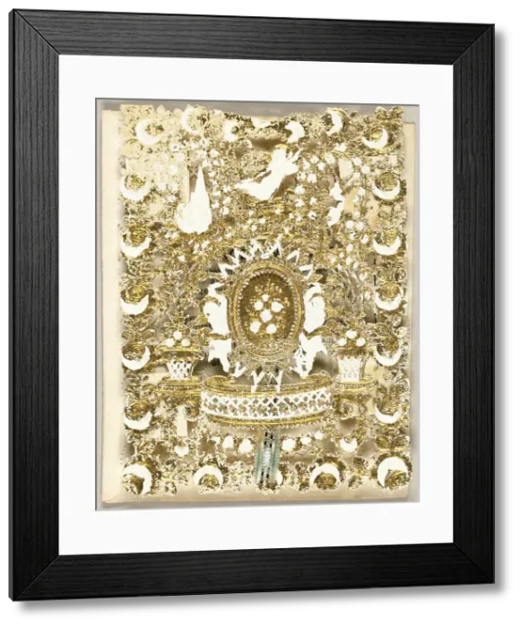 Framed Print : Untitled Valentine (Putti Surrounding a Cameo), 1855 / 59. Creator: G. Ingram Framed Print : Untitled Valentine (Putti Surrounding a Cameo), 1855 / 59. Creator: G. Ingram