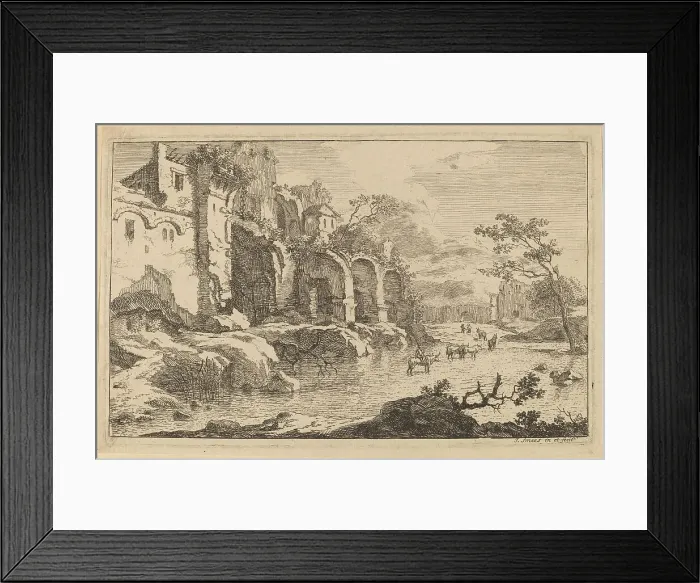 Framed Print : Building in Ruins at the Side of a River. Creator: Jan Smees Framed Print : Building in Ruins at the Side of a River. Creator: Jan Smees