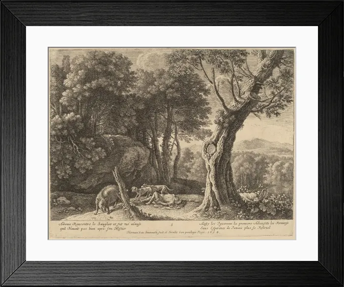 Framed Print : Death of Adonis. Creator: Herman van Swanevelt Framed Print : Death of Adonis. Creator: Herman van Swanevelt
