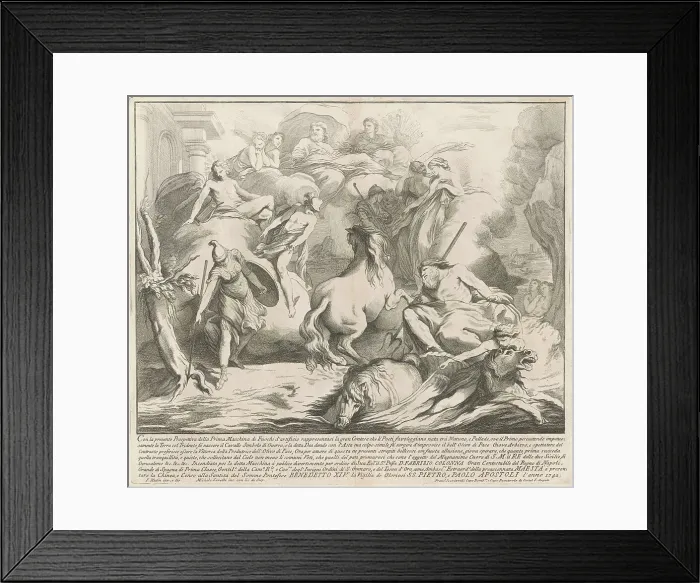 Framed Print : The Prima Macchina for the Chinea of 1742: The Contest of Neptune and Minerva, 1742. Creator: M Sorello Framed Print : The Prima Macchina for the Chinea of 1742: The Contest of Neptune and Minerva, 1742. Creator: M Sorello