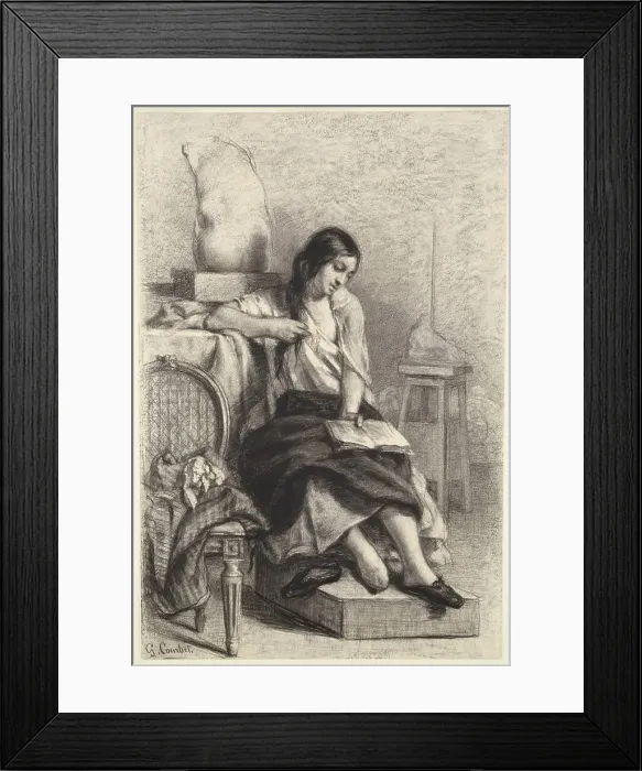 Framed Print : Model Reading in the Studio, c. 1849. Creator: Gustave Courbet Framed Print : Model Reading in the Studio, c. 1849. Creator: Gustave Courbet