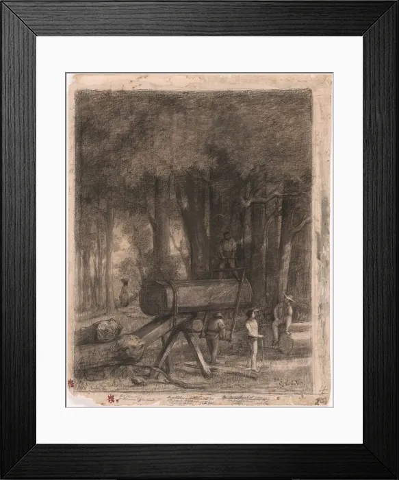Framed Print : The Woodcutters, 1860. Creator: Gustave Courbet Framed Print : The Woodcutters, 1860. Creator: Gustave Courbet