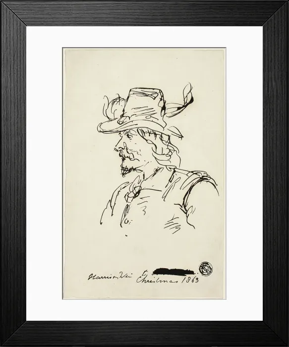 Framed Print : Head of a Cavalier, 1863. Creator: Harrison Weir Framed Print : Head of a Cavalier, 1863. Creator: Harrison Weir