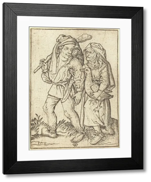 Framed Print : Farmer and Wife with Goose, c. 1490. Creator: Wenzel von Olmutz Framed Print : Farmer and Wife with Goose, c. 1490. Creator: Wenzel von Olmutz