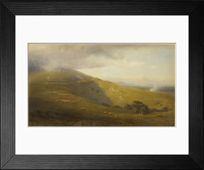 Framed Print : A View on the South Downs, 1871. Creator: Henry George Hine Framed Print : A View on the South Downs, 1871. Creator: Henry George Hine