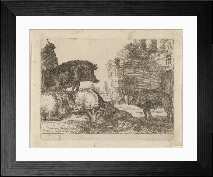 Framed Print : Pigs. Creator: Herman van Swanevelt Framed Print : Pigs. Creator: Herman van Swanevelt