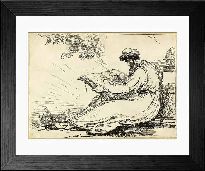 Framed Print : Oriental with a Beard, Reading a Book, 1803. Creator: Henry Singleton Framed Print : Oriental with a Beard, Reading a Book, 1803. Creator: Henry Singleton