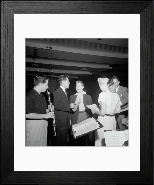 Framed Print : Portrait of Jerry Wald, Gordon MacRae, Mel Tormé, Marion Hutton...Saturday Teentimers Show, NY, 1947 Creator: William Paul Gottlieb Framed Print : Portrait of Jerry Wald, Gordon MacRae, Mel Tormé, Marion Hutton...Saturday Teentimers Show, NY, 1947 Creator: William Paul Gottlieb