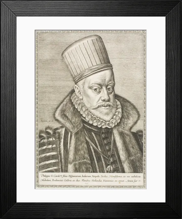 Framed Print : Phillip II, King of Spain, 1586. Creator: Hieronymous Wierix Framed Print : Phillip II, King of Spain, 1586. Creator: Hieronymous Wierix