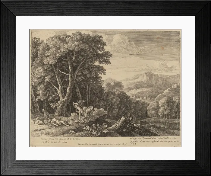 Framed Print : Venus Lamenting over Adonis Death. Creator: Herman van Swanevelt Framed Print : Venus Lamenting over Adonis Death. Creator: Herman van Swanevelt