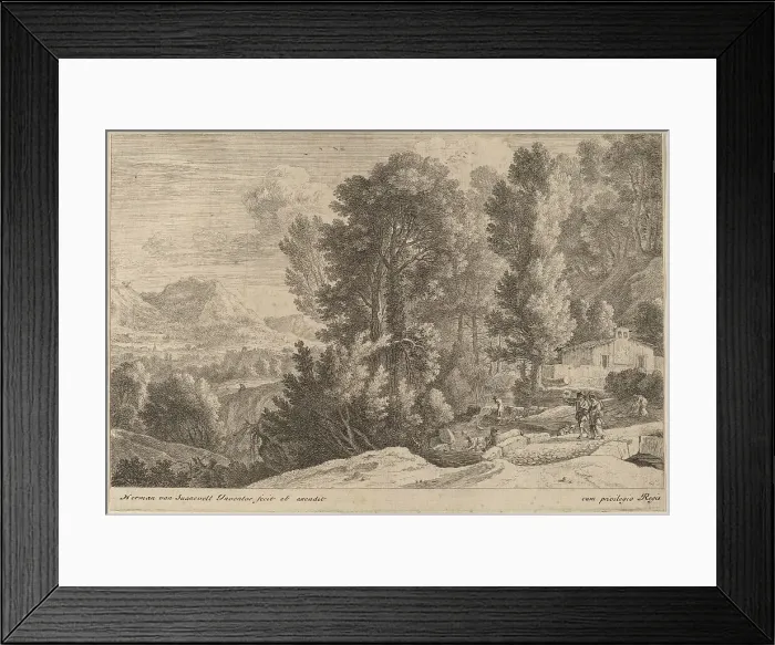 Framed Print : Landscape with Laundresses. Creator: Herman van Swanevelt Framed Print : Landscape with Laundresses. Creator: Herman van Swanevelt