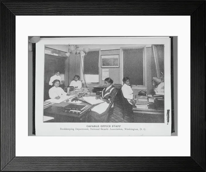 Framed Print : Capable office staff; Bookkeeping department; National Benefit Association, Washington, D.C. 1917. Creator: Unknown Framed Print : Capable office staff; Bookkeeping department; National Benefit Association, Washington, D.C. 1917. Creator: Unknown