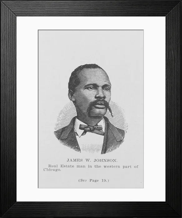 Framed Print : James W. Johnson; Real estate man in the western part of Chicago, 1907. Creator: Unknown Framed Print : James W. Johnson; Real estate man in the western part of Chicago, 1907. Creator: Unknown