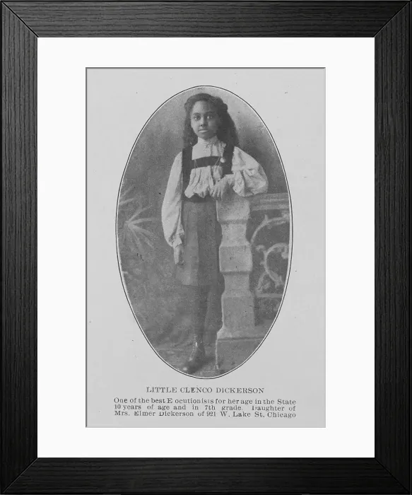 Framed Print : Little Clenco Dickerson; One of the best elocutionists for her age in the State... Chicago, 1907. Creator: Unknown Framed Print : Little Clenco Dickerson; One of the best elocutionists for her age in the State... Chicago, 1907. Creator: Unknown