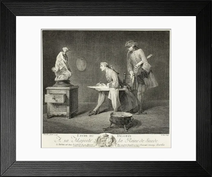 Framed Print : The Drawing Lesson, 1749. Creator: Jacques Philippe Le Bas Framed Print : The Drawing Lesson, 1749. Creator: Jacques Philippe Le Bas