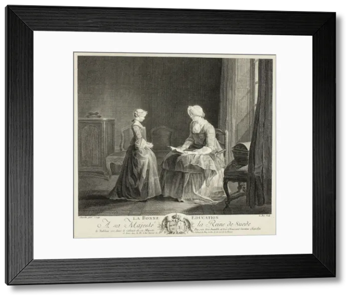 Framed Print : The Good Education, 1749. Creator: Jacques Philippe Le Bas Framed Print : The Good Education, 1749. Creator: Jacques Philippe Le Bas