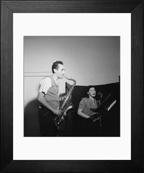 Framed Print : Portrait of Charlie Ventura and Lilyann Carol, National studio, New York, N.Y. ca. Oct. 1946. Creator: William Paul Gottlieb Framed Print : Portrait of Charlie Ventura and Lilyann Carol, National studio, New York, N.Y. ca. Oct. 1946. Creator: William Paul Gottlieb