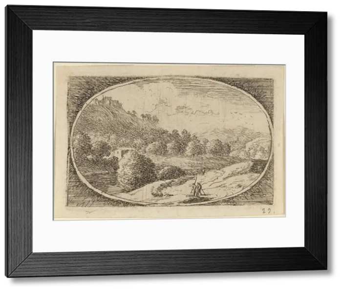 Framed Print : Two Men Carrying Staffs. Creator: Herman van Swanevelt Framed Print : Two Men Carrying Staffs. Creator: Herman van Swanevelt