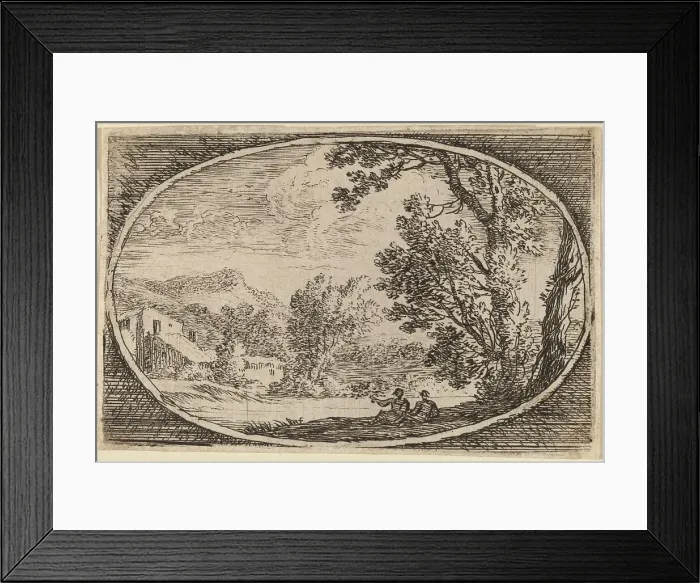 Framed Print : Two Men Seated Near the Waterside. Creator: Herman van Swanevelt Framed Print : Two Men Seated Near the Waterside. Creator: Herman van Swanevelt