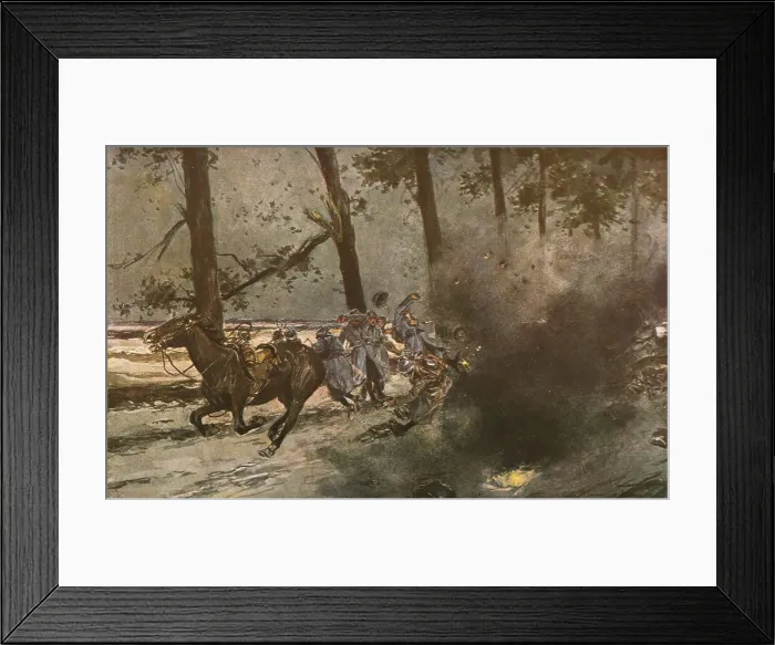 Framed Print : Sur la route de Souain a Somme-Py : une marmite, 1915. Creator: Francois Flameng Framed Print : Sur la route de Souain a Somme-Py : une marmite, 1915. Creator: Francois Flameng