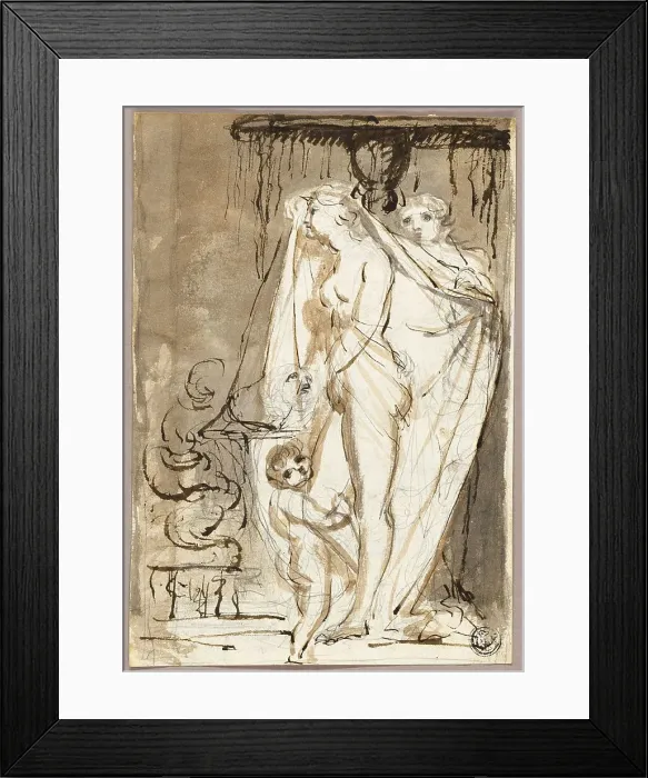 Framed Print : Sculptor Undraping Sculpture of a Nude Woman and Child, 1766 / 1831. Creator: James Northcote Framed Print : Sculptor Undraping Sculpture of a Nude Woman and Child, 1766 / 1831. Creator: James Northcote
