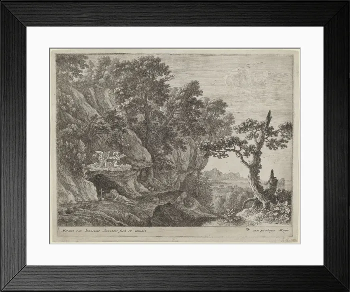 Framed Print : The Repentant Magdalene in a Landscape. Creator: Herman van Swanevelt Framed Print : The Repentant Magdalene in a Landscape. Creator: Herman van Swanevelt
