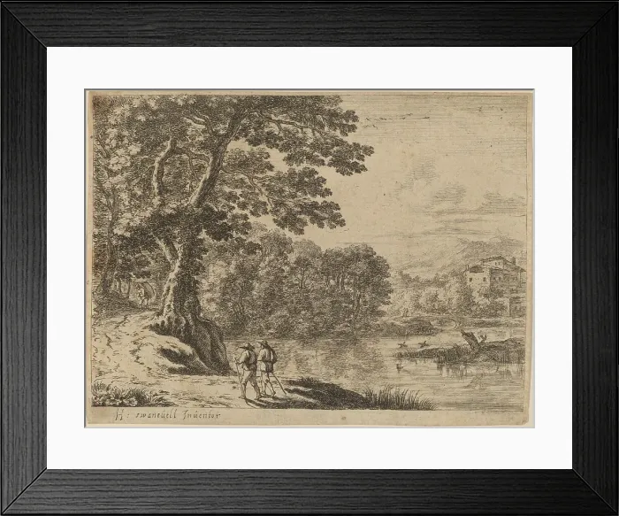 Framed Print : Two Travelers and a Peddler. Creator: Unknown Framed Print : Two Travelers and a Peddler. Creator: Unknown