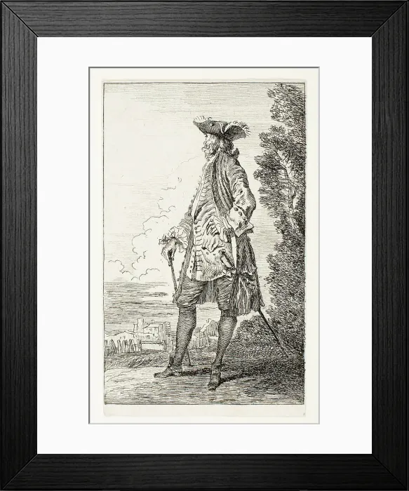 Framed Print : Gentleman, Side View with Hat, n.d. Creator: Jean-Antoine Watteau Framed Print : Gentleman, Side View with Hat, n.d. Creator: Jean-Antoine Watteau