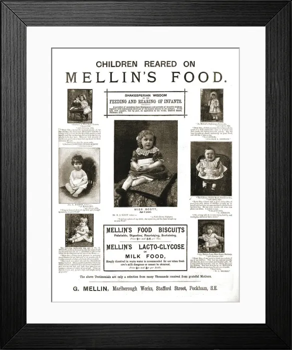 Framed Print : Mellin's (children's) Food, 1891. Creator: Unknown