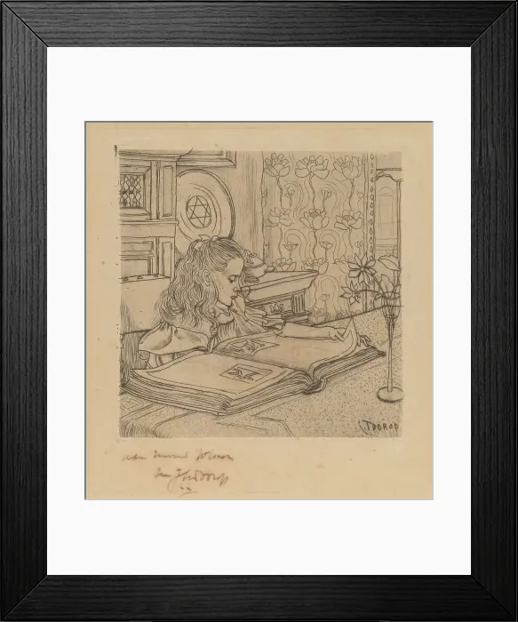 Framed Print : Charley Looking at an Album of Prints, 1898. Creator: Jan Toorop Framed Print : Charley Looking at an Album of Prints, 1898. Creator: Jan Toorop