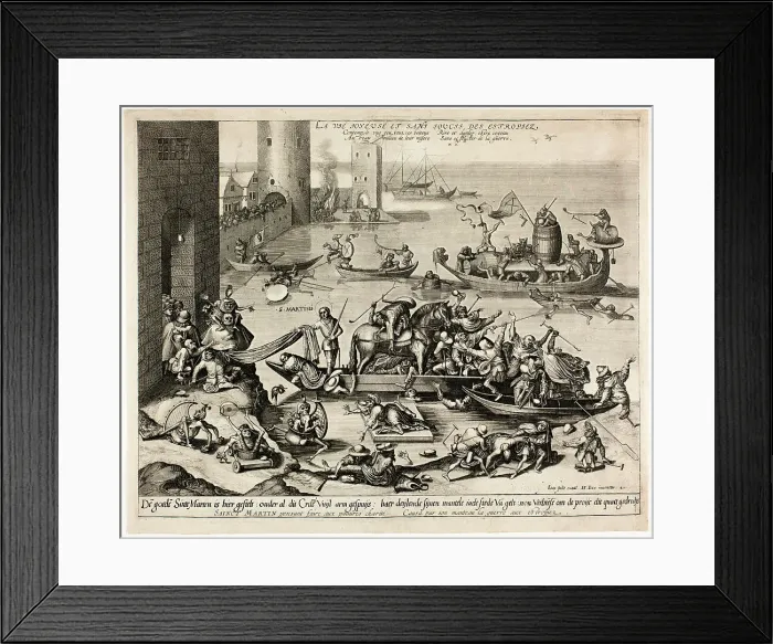 Framed Print : Saint Martin with his Horse in a Ship, c. 1561. Creators: Lucas van Doetecum, Johannes van Doetecum I Framed Print : Saint Martin with his Horse in a Ship, c. 1561. Creators: Lucas van Doetecum, Johannes van Doetecum I