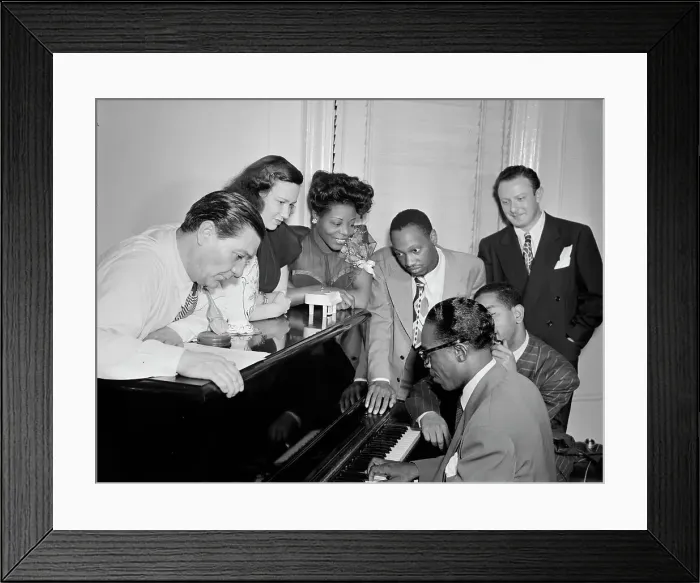 Framed Print : Portrait of Jack Teagarden, Dixie Bailey, Mary Lou Williams...Mary Lou Williams apartment, NY, 1947 Creator: William Paul Gottlieb Framed Print : Portrait of Jack Teagarden, Dixie Bailey, Mary Lou Williams...Mary Lou Williams apartment, NY, 1947 Creator: William Paul Gottlieb