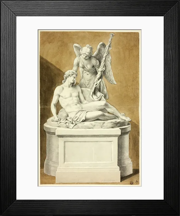 Framed Print : Monument with Dead Warrior and Angel, n.d. Creator: Joseph Nollekens Framed Print : Monument with Dead Warrior and Angel, n.d. Creator: Joseph Nollekens