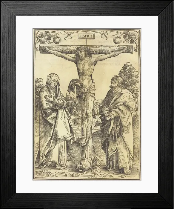 Framed Print : Christ on the Cross with Mary and John, 1514. Creator: Wolf Traut Framed Print : Christ on the Cross with Mary and John, 1514. Creator: Wolf Traut