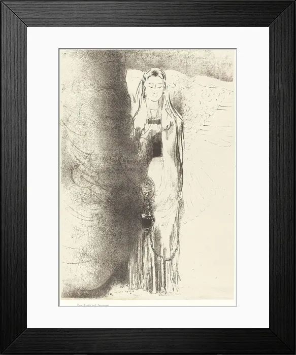 Framed Print : Puis l'ange prit l'encensoir (And the angel took the censer), 1899. Creator: Odilon Redon Framed Print : Puis l'ange prit l'encensoir (And the angel took the censer), 1899. Creator: Odilon Redon