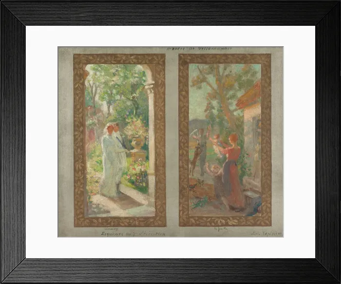 Framed Print : Sketch for the town hall of Villemonble : Marriage, Family, c.1913. Creator: Edmond Tapissier
