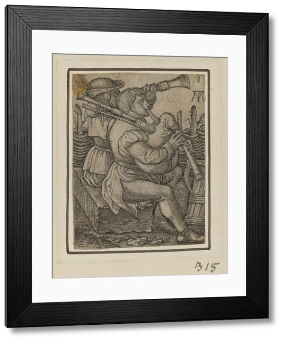 Framed Print : Bagpipe Players, c. 1540. Creator: Martin Treu Framed Print : Bagpipe Players, c. 1540. Creator: Martin Treu