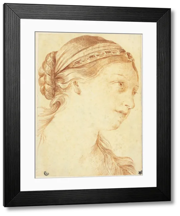 Framed Print : Woman's Head in Three-Quarter Profile to Right, n.d. Creator: Louis Marin Bonnet Framed Print : Woman's Head in Three-Quarter Profile to Right, n.d. Creator: Louis Marin Bonnet