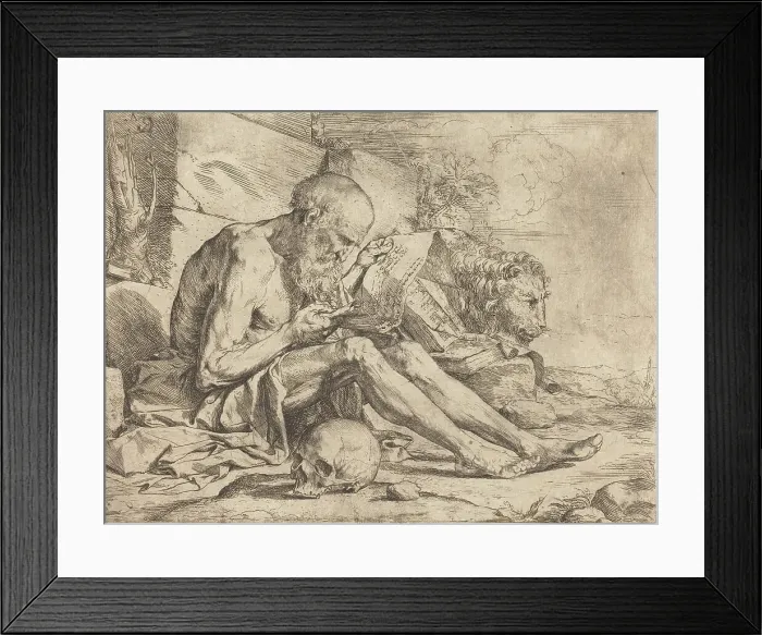 Framed Print : Saint Jerome Reading, c. 1624. Creator: Jusepe de Ribera Framed Print : Saint Jerome Reading, c. 1624. Creator: Jusepe de Ribera