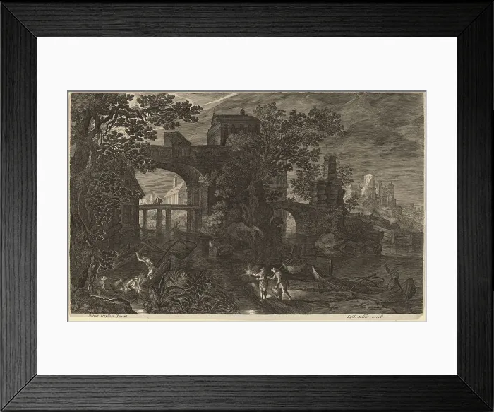 Framed Print : Nocturnal Landscape with River Fishermen outside City Walls. Creator: Aegidius Sadeler II Framed Print : Nocturnal Landscape with River Fishermen outside City Walls. Creator: Aegidius Sadeler II