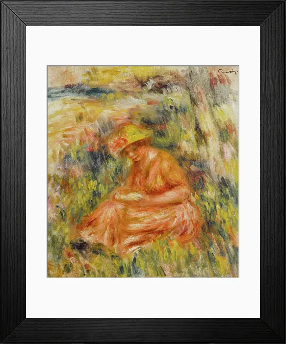 Framed Print : Femme lisant dans un paysage, c.1917. Creator: Pierre-Auguste Renoir Framed Print : Femme lisant dans un paysage, c.1917. Creator: Pierre-Auguste Renoir
